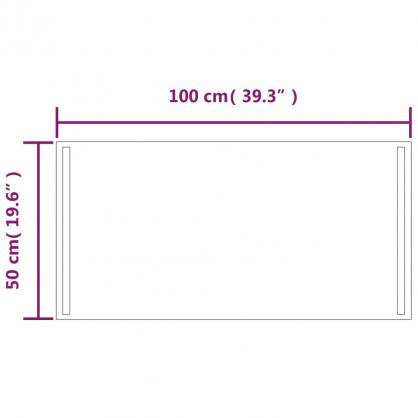 Badrumsspegel LED rektangulr 100x50 cm , hemmetshjarta.se
