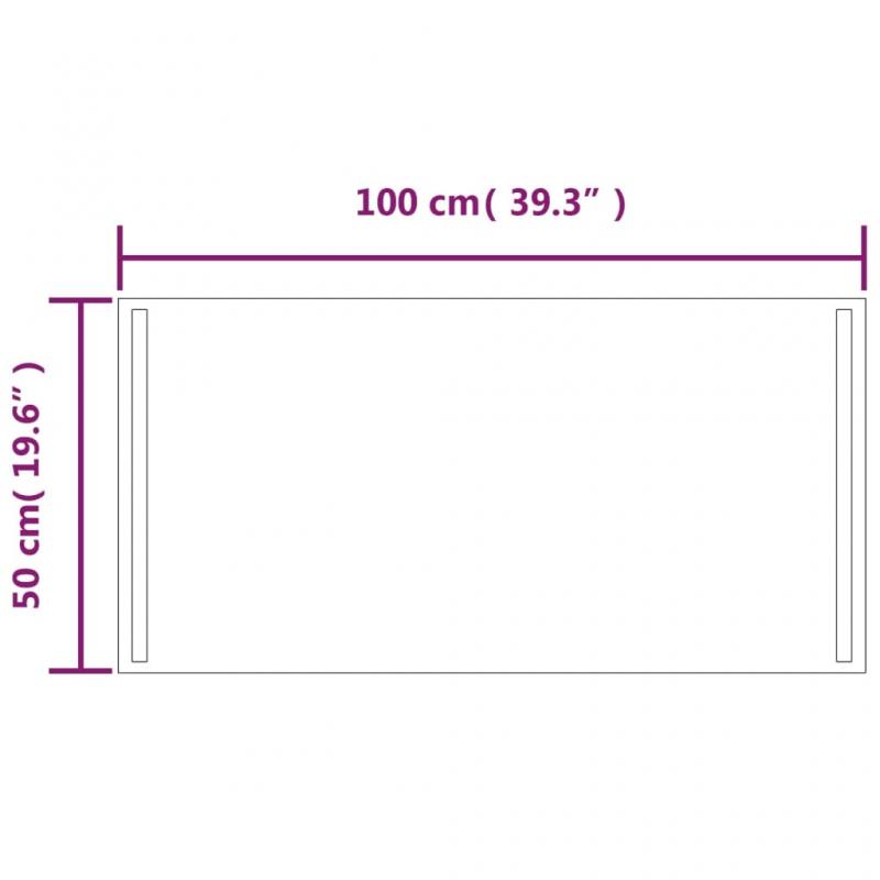Badrumsspegel LED rektangulr 100x50 cm , hemmetshjarta.se