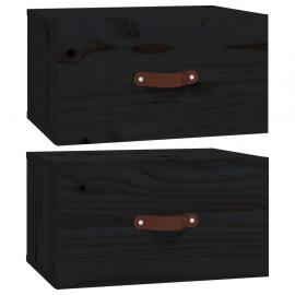 Väggmonterad sängbord svart 40x29,5x22 cm 2 st , hemmetshjarta.se