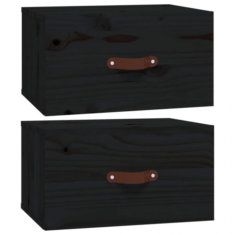 Vggmonterad sngbord svart 40x29,5x22 cm 2 st , hemmetshjarta.se