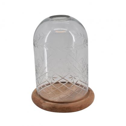 Dekorativ Glasklocka med slipningar, p trfat H24xD16 cm , hemmetshjarta.se