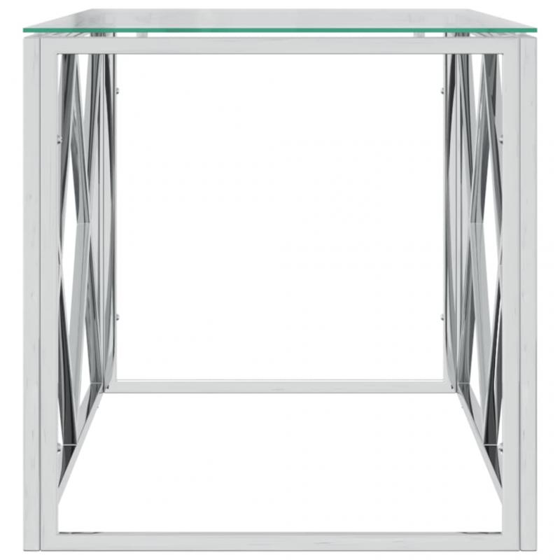 Soffbord rostfritt stl silver och hrdad glas 110x45x45 cm , hemmetshjarta.se