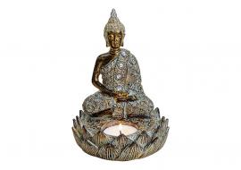 Dekoration Buddha brun värmeljushållare polyresin (B/H/D) 11x15x11cm , hemmetshjarta.se