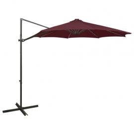 Frihängande parasoll med stång och LED vinröd 300 cm , hemmetshjarta.se