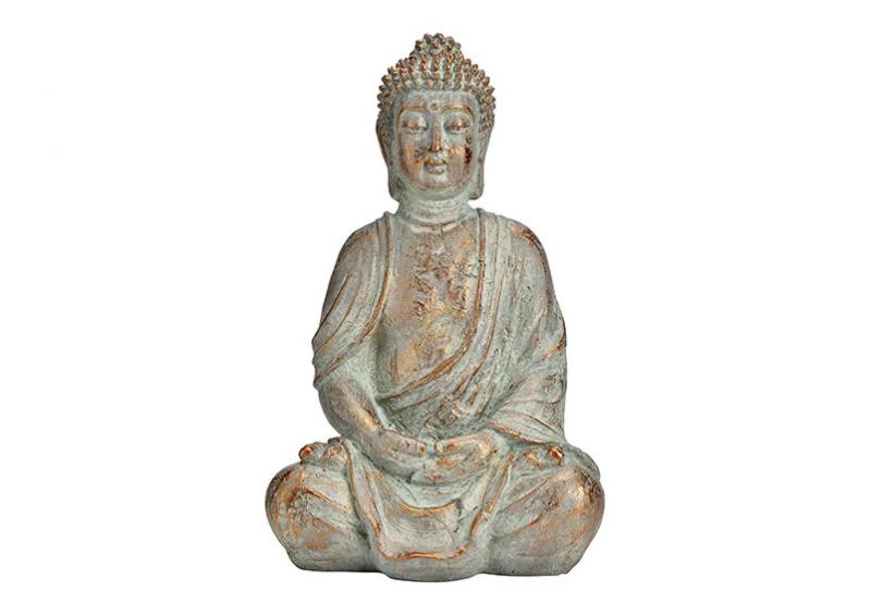 Dekoration Buddha antik guld sittande polyresin (B/H/D) 20x30x15cm , hemmetshjarta.se