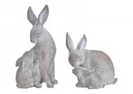 Påskdekoration Kanin barn polyresin grå 2-pack (B/H/D) 15x28x12cm 20x18x14cm , hemmetshjarta.se