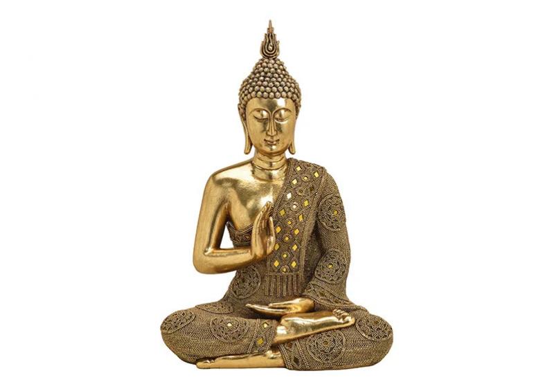 Dekoration Buddha guld polyresin (B/H/D) 34x49x22cm , hemmetshjarta.se