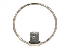 Ljusstake Cirkel Metall Silver (B/H/D) 32x32x10cm , hemmetshjarta.se