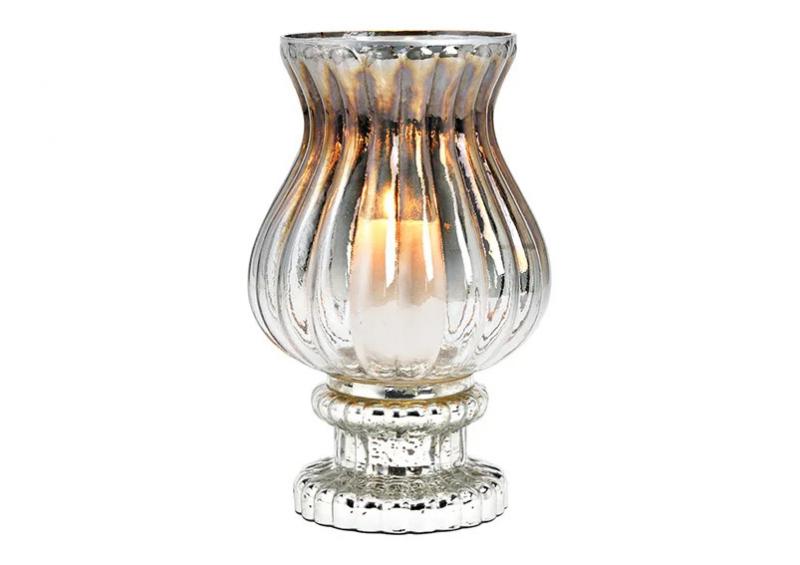 Ljuslykta av silverglas (B/H/D) 19x29x19cm , hemmetshjarta.se