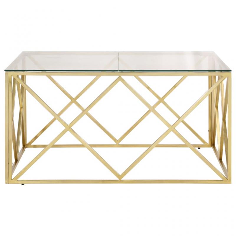 Soffbord rostfritt stl guld och hrdat glas 100x100x50 cm , hemmetshjarta.se