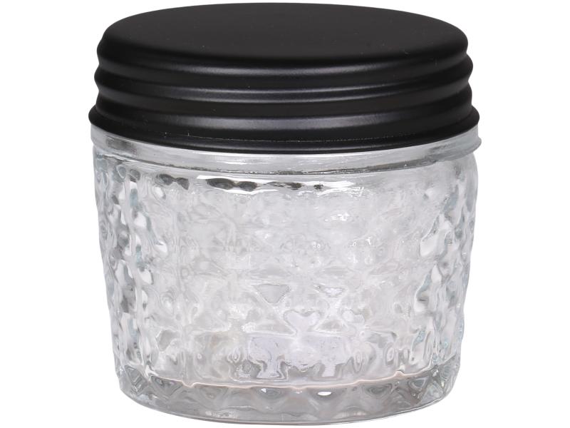 Frvaringsglas med mnster och svart lock H9 / 8 cm , hemmetshjarta.se