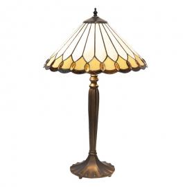 Bordlampa Tiffany Ø 40x62 Cm E27/Max 2x60W Beige, Vit Art Deco , hemmetshjarta.se