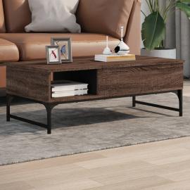 Soffbord 100x50x35 cm lyftbar brun ek konstruerat trä och metall , hemmetshjarta.se