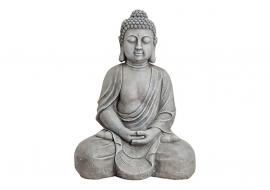 Dekoration Buddha XXL grå stenlook polyresin (B/H/D) 49x71x34 cm , hemmetshjarta.se