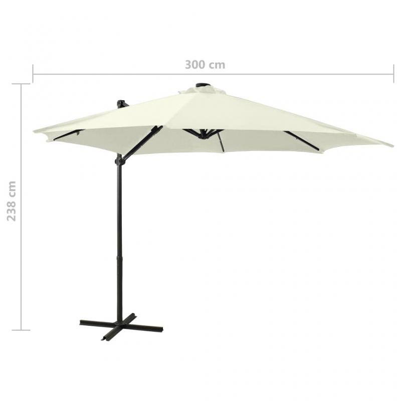 Frihngande parasoll med stng och LED sand 300 cm , hemmetshjarta.se