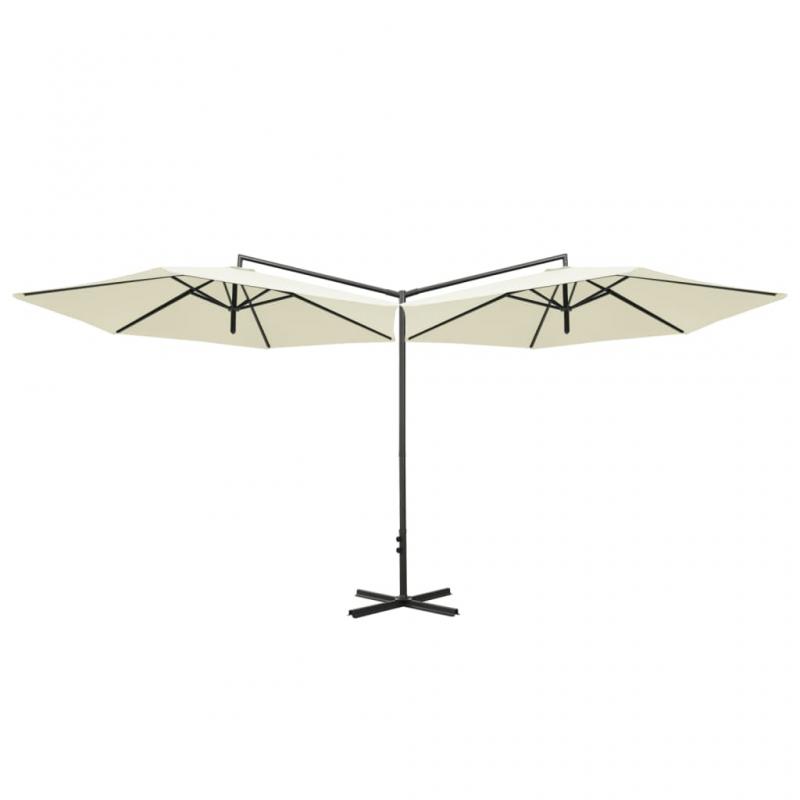 Dubbelt parasoll med stlstng sandfrgat 600 cm , hemmetshjarta.se