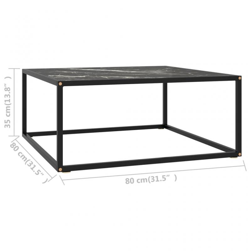 Soffbord hrdat glas svart mararmor glas 80x80x35 cm , hemmetshjarta.se