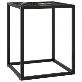 Soffbord härdat glas svart marmorglas 40x40x50 cm , hemmetshjarta.se