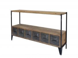Byrå skänk sidobord med 6 lådor trä metall natur H77/L133/W32.5 cm , hemmetshjarta.se