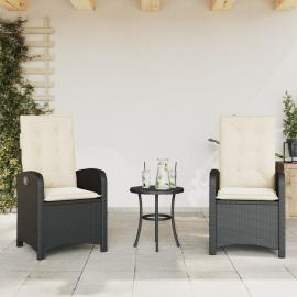 Justerbar trädgårdsstol konstrotting med dynor svart gräddvit 2 st , hemmetshjarta.se