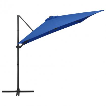 Frihngande parasoll med stng och LED azurbl 250x250 cm , hemmetshjarta.se