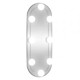 Väggspegel med LED-belysning oval 15x40 cm glas , hemmetshjarta.se