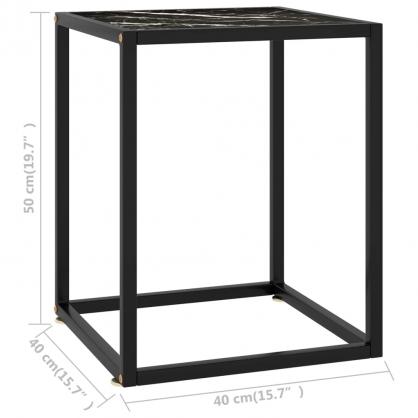 Soffbord hrdat glas svart marmorglas 40x40x50 cm , hemmetshjarta.se