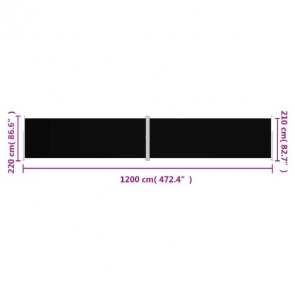 Infllbar sidomarkis fr uteplats svart 220x1200 cm dubbel , hemmetshjarta.se