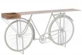 Avlastningsbord Konsolbord Cykel Metall/Mangoträ Vit/Naturlig 185x36x85,5 , hemmetshjarta.se