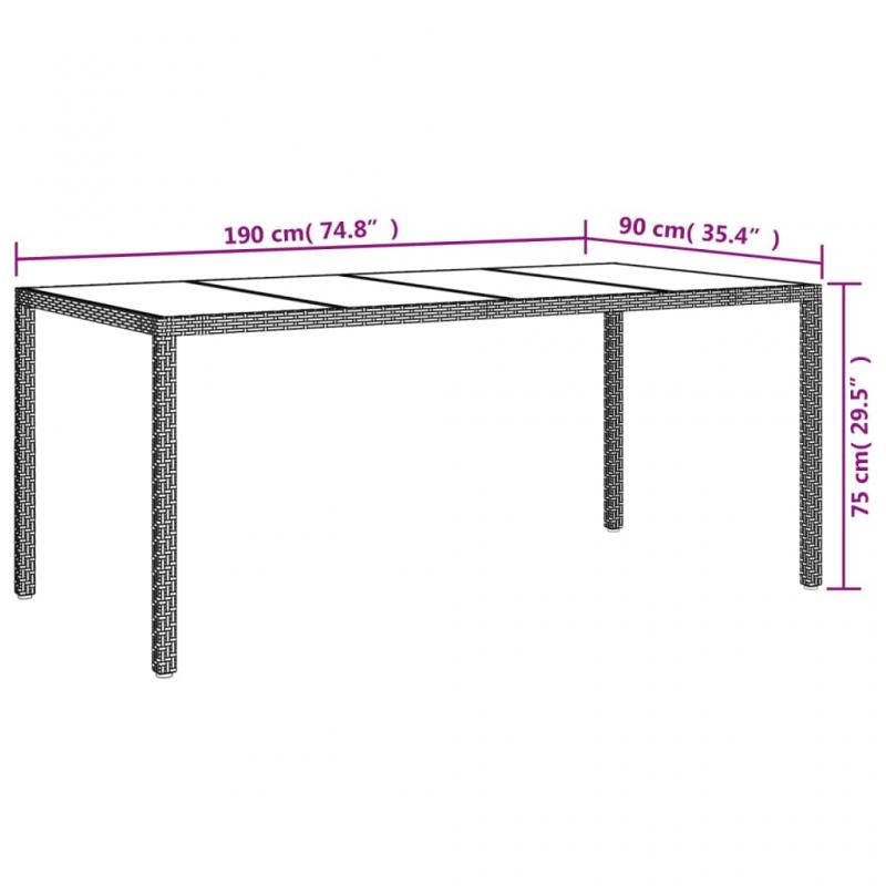 Matbord fr trdgrd 190x90x75 cm och konstrotting svart , hemmetshjarta.se