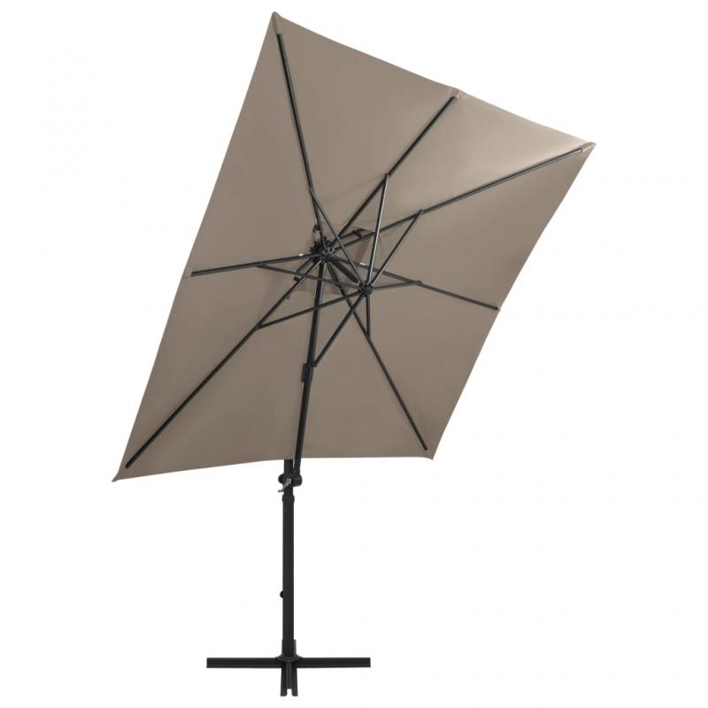 Frihngande parasoll med stng och LED taupe 250 cm , hemmetshjarta.se