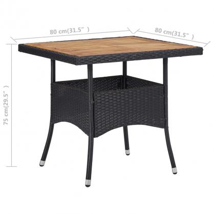 Matbord fr trdgrd 80x80x75 cm svart konstrotting och massiv akacia , hemmetshjarta.se
