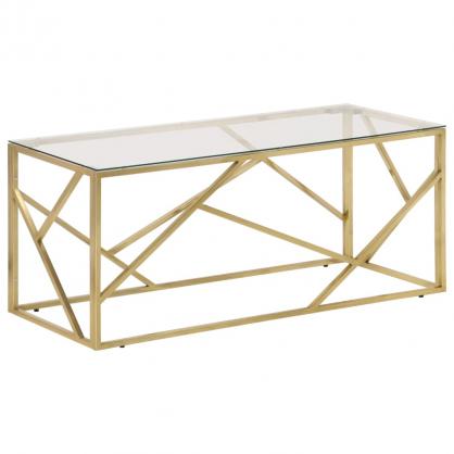 Soffbord rostfritt stl guld och hrdat glas 110x45x45 cm , hemmetshjarta.se