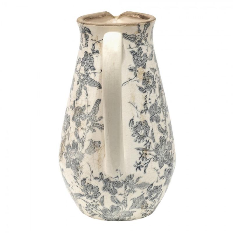 Dekorativ kanna 24x17x30 cm Gr beige Keramik blommor , hemmetshjarta.se