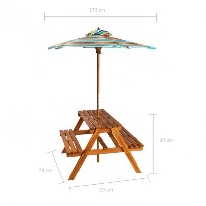 Picknickbord fr barn med parasoll 79x90x60 cm massivt akaciatr , hemmetshjarta.se
