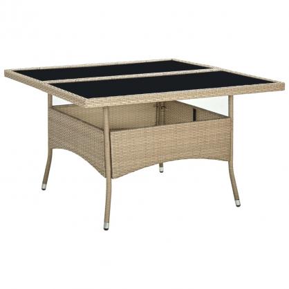 Matbord fr trdgrd 120x120x75 cm beige konstrotting och glas , hemmetshjarta.se