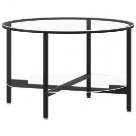 Soffbord härdat glas svart och transparent 70 cm , hemmetshjarta.se