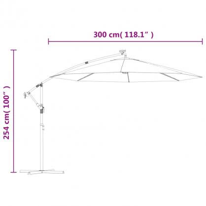 Frihngande parasoll med stng och LED azur 300 cm , hemmetshjarta.se