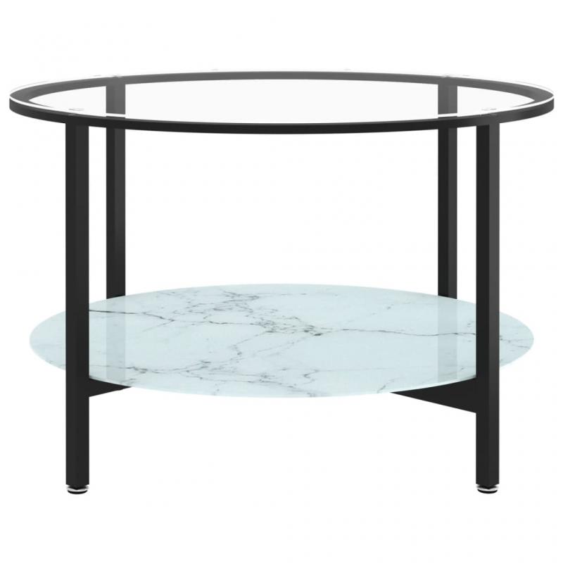 Soffbord hrdat glas svart och vit marmor 70 cm , hemmetshjarta.se