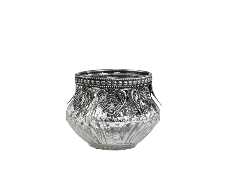 Vrmeljushllare med dekorativ kant H6 / 7,5 cm antik silver , hemmetshjarta.se
