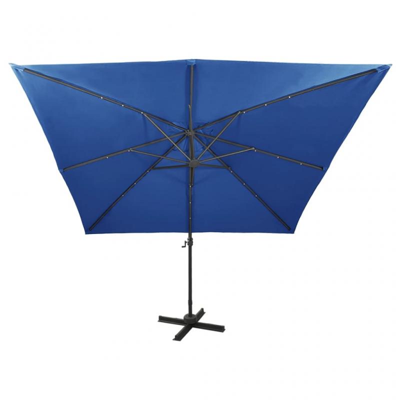 Frihngande parasoll med stng och LED azurbl 300 cm , hemmetshjarta.se