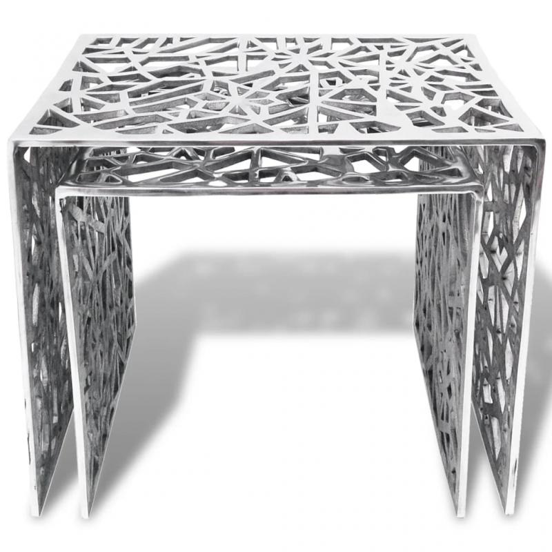 Sidobord Tvdelat sats-sidobord fyrkantigt aluminium silver , hemmetshjarta.se