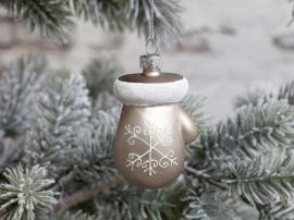 Julgranspynt Vante med glimmer för upphängning H6,5/L4/B2 cm antikk mocca 4-pack , hemmetshjarta.se