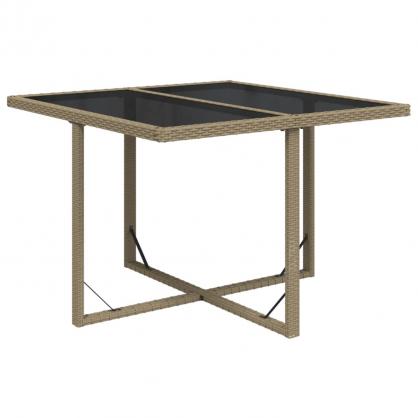 Matbord fr trdgrd 109x107x74 cm beige konstrotting och glas , hemmetshjarta.se