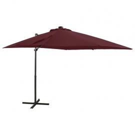 Frihängande parasoll med stång och LED vinröd 250 cm , hemmetshjarta.se