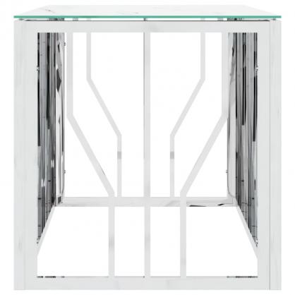 Soffbord rostfritt stl silver och hrdat glas 110x45x45 cm , hemmetshjarta.se