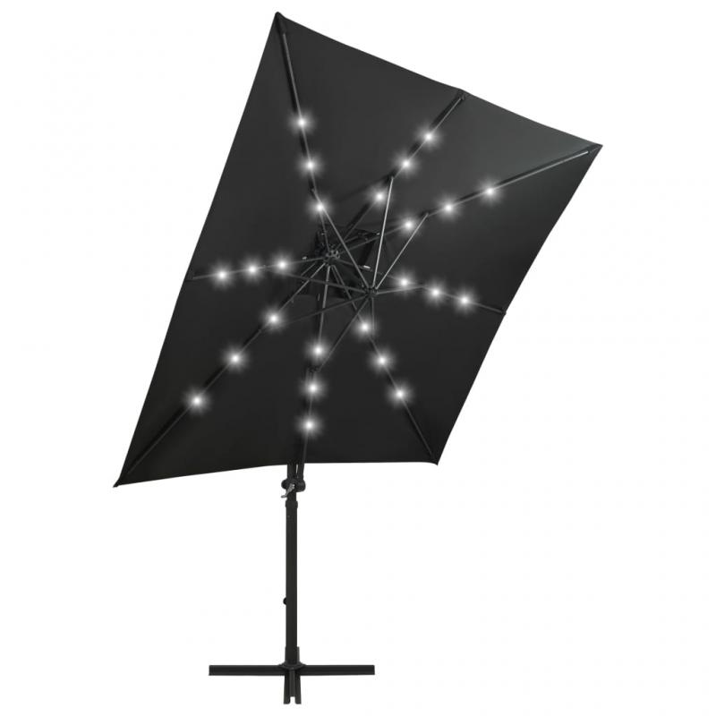 Frihngande parasoll med stng och LED svart 250 cm , hemmetshjarta.se