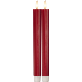 Star Trading - Batteri LED Antikljus 2-pack Flamme Stripe Röd 25cm , hemmetshjarta.se