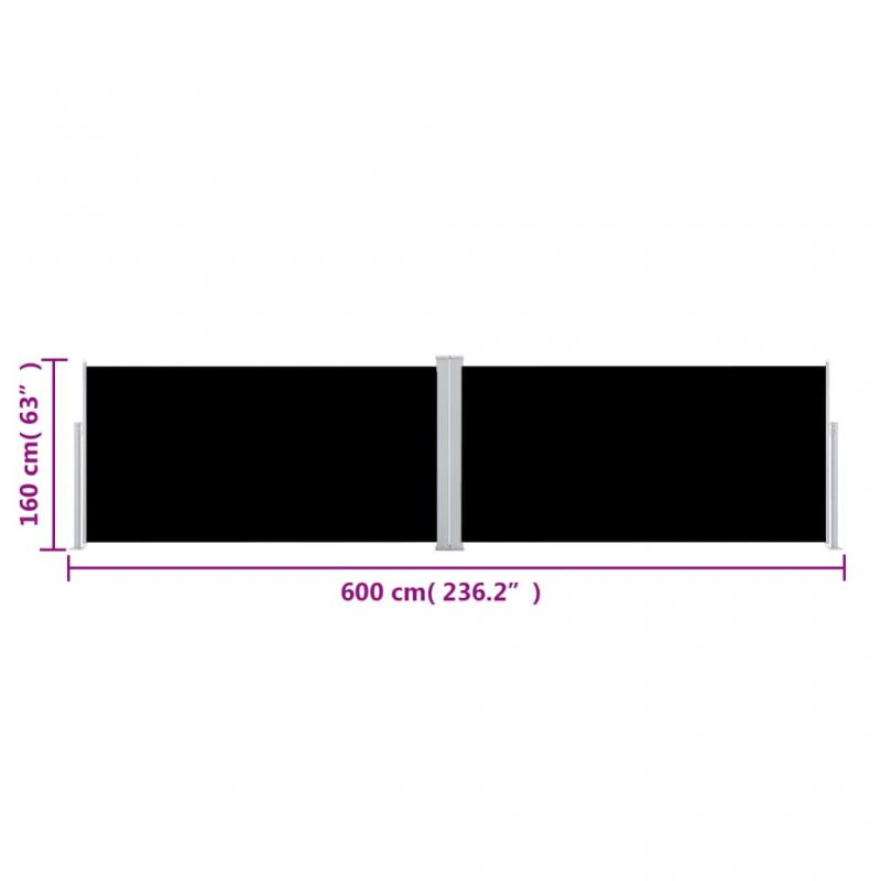 Infllbar sidomarkis fr uteplats svart 160x600 cm dubbel , hemmetshjarta.se