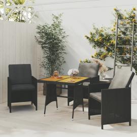 Matbord för trädgård 70x70x72 cm svart konstrotting och massiv akacia , hemmetshjarta.se